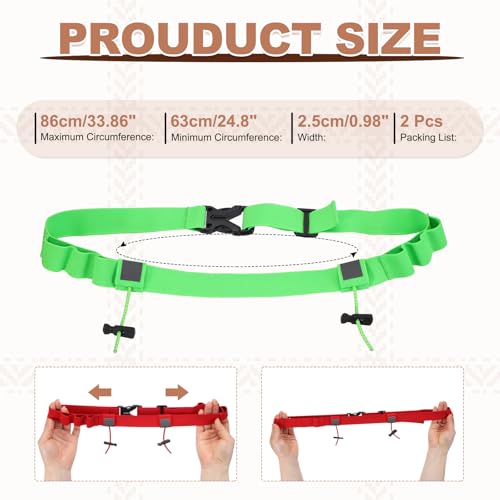 Bib Belt Race Belt Triathlon Running Number Fluorescent Green 2Pcs - color: Fluorescent Green