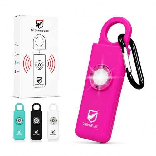 Original Defense® Siren Self-Defense Alarm - 125 dB Keychain Alarm with LED Strobe Light for Women, Children, and Elderly - Police Recommended - (Magenta, 1 Count) - color: Magenta