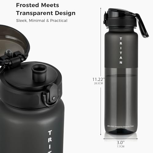 32oz Clear Tritan Water Bottle with Chug Lid - color: Black