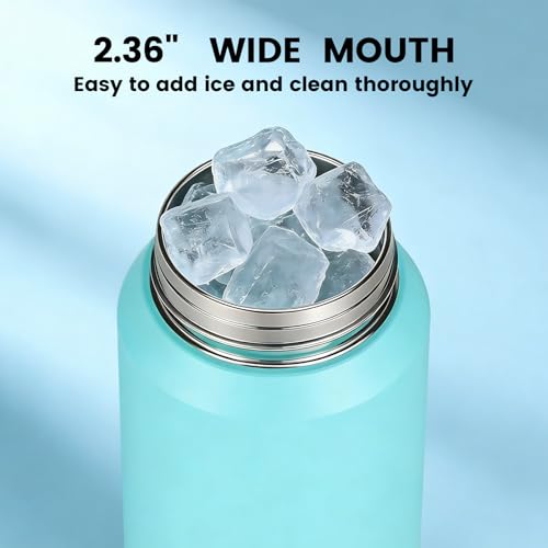 30oz Blue Insulated Water Bottle with Carry Handle for Gym & Commute - color: Blue
