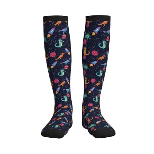 Crazy Fun Compression Socks, Unisex Knee High Support Socks - color: Dinosaur