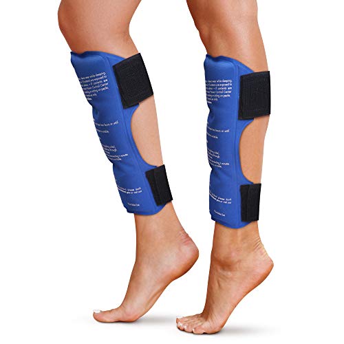 Shin Splint Ice Packs, HSA and FSA Eligible Reusable Hot and Cold Therapy Wrap | Leg or Calf Pain Relief | Advanced Soft Gel Technology | Freezable and Microwavable | Running Injuries & Recovery - style: Shin