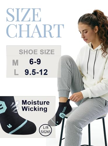 Trusiel Ankle Compression Socks for Women Running Moisture Wicking 5 Pairs - color: Black, size: 6-9