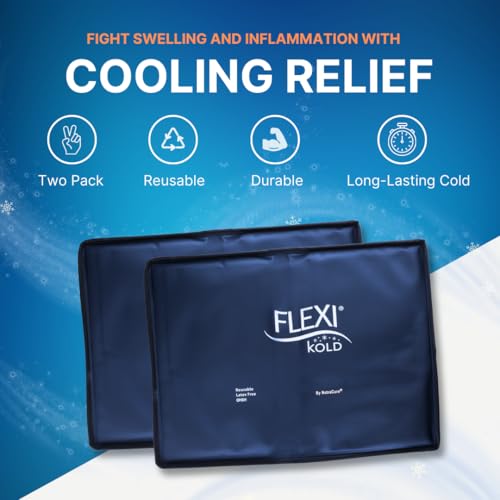 2 FlexiKold Gel Ice Packs (Standard Large: 10.5" x 14.5") - Reusable Cold Pack for Injuries, for Back Pain Relief, Migraine Relief Pad, After Surgery, Postpartum, Headache, Shoulder - 6300-COLD 2PK - size: Large (Pack of 2)