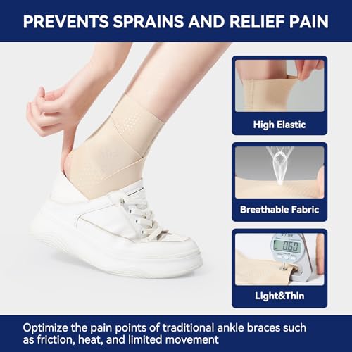 JOMVD Elastic Ankle Brace for Women&Men - Thin Lightweight Silky Compression Sleeves with Wraps for Plantar Fasciitis Sprained Ankle Injury Relief, Sports, X-Large