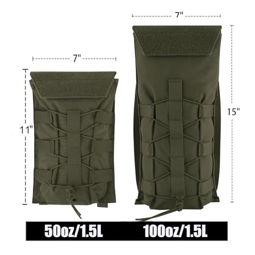 PETAC GEAR 1.5L / 3L Tactical Hydration Pack，Molle Carrier Pouch for 50 oz /100 oz Hydration Bladder Daypack Water Backpack. - color: RG, size: 3L bag only