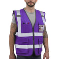 Dib Safety Hi Vis Reflective Safety Vest for Men Women with Pockets Zipper - color: Purple, size: X-Small