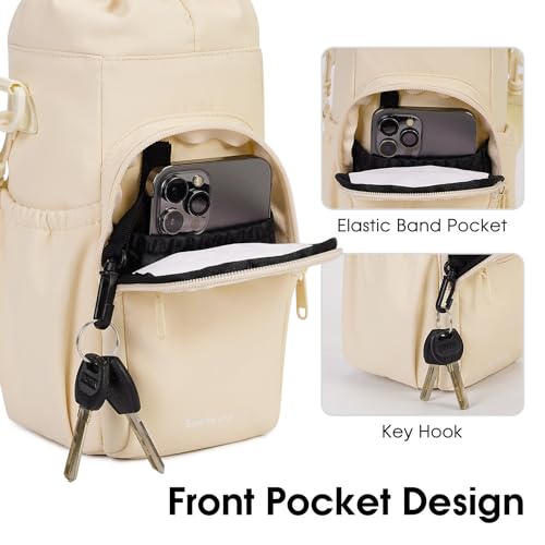 sportsnew 40oz Insulated Crossbody Water Bottle Sling Bag w/Phone Pocket - color: Beige