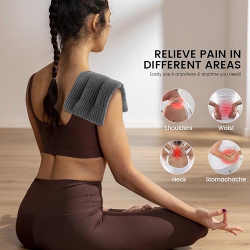 Microwave Heating Pad 6 x 12 Heating Pad Microwave, Microwave Bean Bag Heating Pad for Neck and Shoulders, Moist Heat Pack Pillow Warm Compress for Muscles, Joints, Abdomen (Dark Gray) - 2 Pack - color: 6 X 12" Dark Gray - 2 Pack