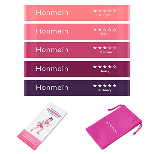 Resistance Bands for Working Out,Exercise Bands with 5 Resistance Levels - color: Pink