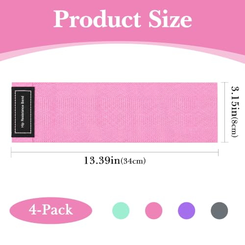 LUWOO Resistance Bands for Working Out, Glute Bands for Women & Men, Fabric Booty Band for Gym, Yoga, Pilates, Leg Training (Green/Pink/Purple/Dark Gray)