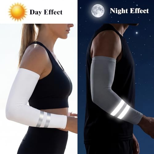 Geyoga 4 Pairs Arm Sleeves for Men Women - color: Black, White, Light Gray, Blue