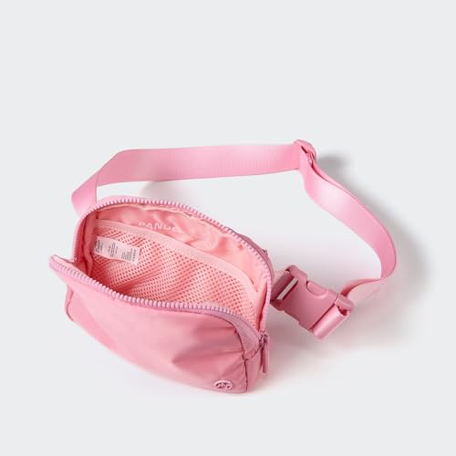 Pander Nylon Fanny Pack for Women, Two-Way Zipper Crossbody Bag - color: Light Pink