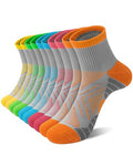 Womens Compression Ankle Crew Socks, Breathable Cushioned Socks - color: Pink Orange Yellow Green Blue Grey, size: 9-11