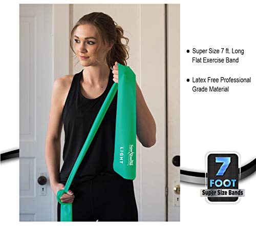 Mini Loop + Flat Resistance Band 5 Set, Latex Free - color: a. LIGHT STRENGTH GREEN Set
