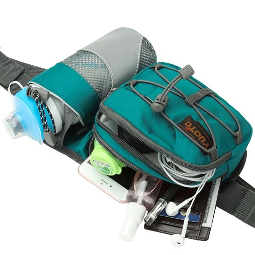 Waist Pack with Water Bottle Holder for Running Walking Hiking Fanny Pack - color: Green