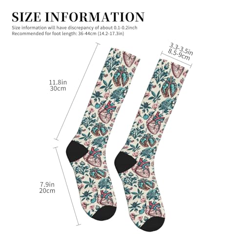 FREEHOTU Compression Knee High Socks for Women/Men Circulation 15-20 Mmhg - color: Floral Organs