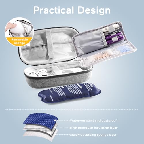ProCase Insulin Cooler Travel Case for Diabetes -Grey - color: Grey, size: Insulin Cooler Case(8.66" x4.14 x 3.54")