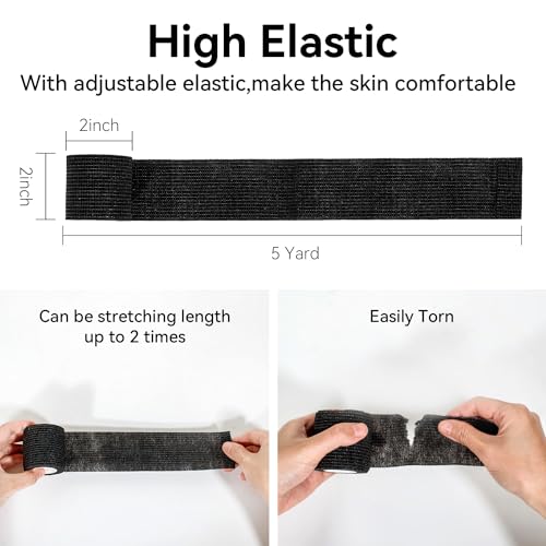 Self Adhesive Bandage Wrap,Bandage Tape,Medical Tape,Vet Tape - color: Black, size: 2inch*8rolls