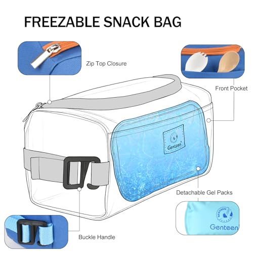 Genteen 2 Packs Small Cooler Bag with Ice Pack,Insulated Lunch Tote - color: 2pk Blue+Black