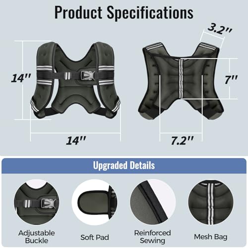 Zeerun Weighted Vest, 6/8/10/12/15/18/20/24/30LB for Men Women - color: Gray, size: 10 Lb