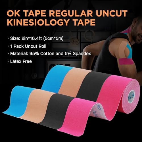 OK TAPE Kinesiology Tape Regular Original Tape 2in x 16.4ft Uncut Roll - color: Beige, size: 1 Roll