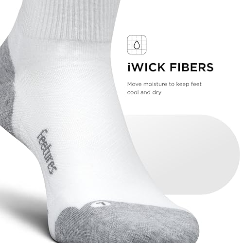 Feetures Elite Max Cushion Quarter Running Sock, 1 Pair - color: White, size: Small