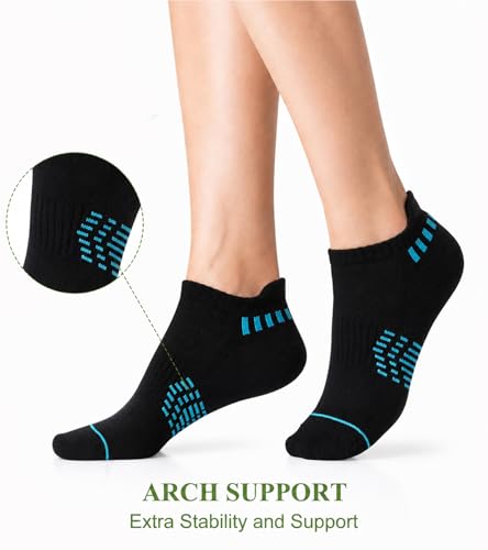 floconssy Ankle Socks for Women, Bamboo Viscose Cushioned Running Socks - color: 5 Pairs Black, size: 9-11
