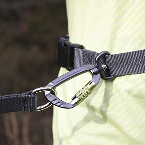 Tuff Mutt Waist Hands Free Dog Leash for Walking Running Hiking - color: Carabiner/Gray