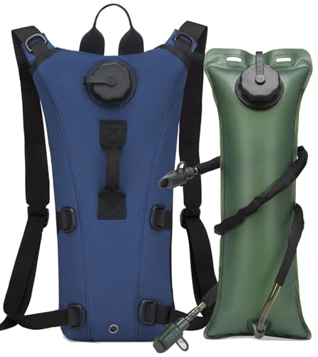 Tactical Water Hydration Pack Military 3L Water Bladder Carrier Backpack Leakproof for Running Jogging Cycling Hiking - color: Navy Blue