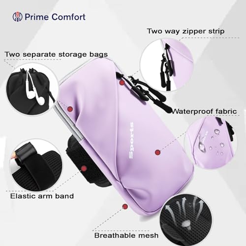 Prime Comfort Armband Cell Phone Holder, Crossbody Phone Purse for Running Walking, Adjustable Strap Phone Pouch Holster for Men Women - color: Purple