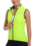 qualidyne Women's Windproof Cycling Vest, Full-Zip Bike Jacket with Pocket - color: Yellow, size: Large