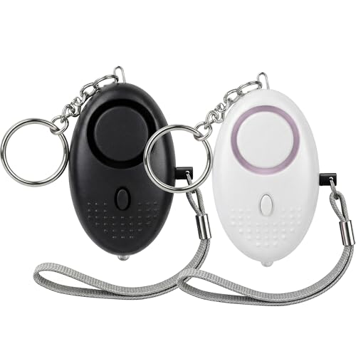 2-Pack Personal Safety Alarm Keychain (Black+White) - color: Black+White