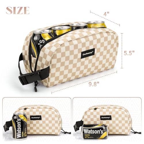 Cerbonny Small Cooler Bag, Freezable Lunch Bag,L Size - color: Khaki Checkerboard - Large