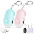 Hion Personal Safety Alarm for Women, 2 Pack Rechargeable 130dB Self Defense Alarm Keychain with LED Flashlight, Emergency Safe Sound Security for Children Elderly College Girls Men, Pink+Blue - color: Pink+blue