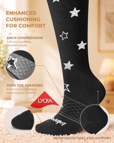 LYCRA® Compression Socks for Women,20-30 mmHg - color: Star Print, size: Small-Medium