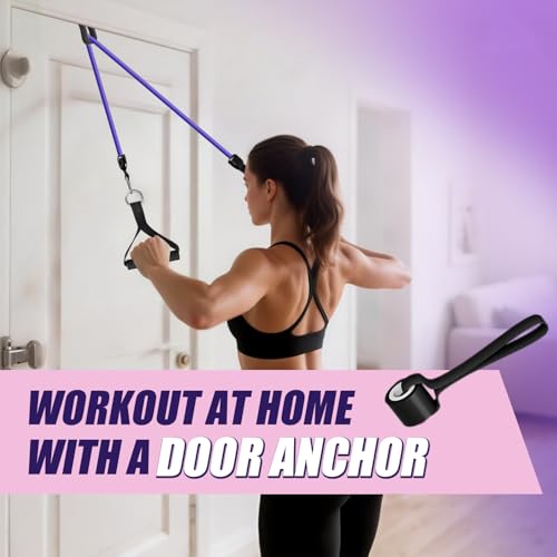 WHATAFIT Resistance Bands with Handles, 150 lb Exercise Bands Set - color: Pink Purple