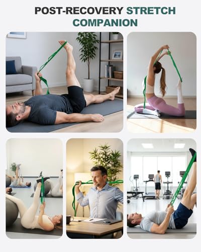 Trideer Stretching Strap with Loops for Physical Therapy,Non-Elastic - color: Onyx Black