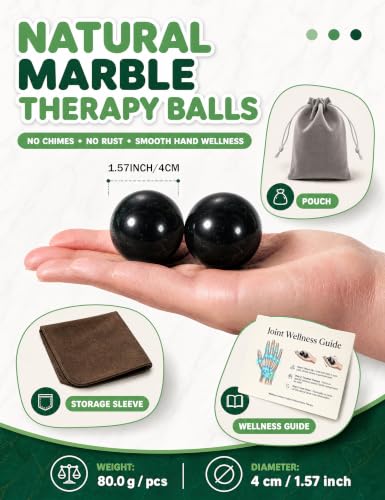2 PCS Baoding Balls for Hand Therapy Meditation Balls Black - color: Obsidian Black Marble