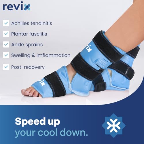 REVIX Foot & Ankle Ice Pack Wrap, Hands-Free Design, 2 Packs - style: Blue-Pack 2