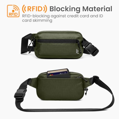 tomtoc 1.5L Sling Bag with RFID Blocking Crossbody Chest Pack for Men Women - color: Green, size: 1.5L