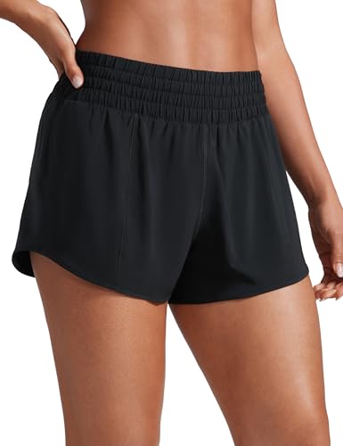 CRZ YOGA High Waisted Running Shorts 2.5" - color: Black, size: X-Large