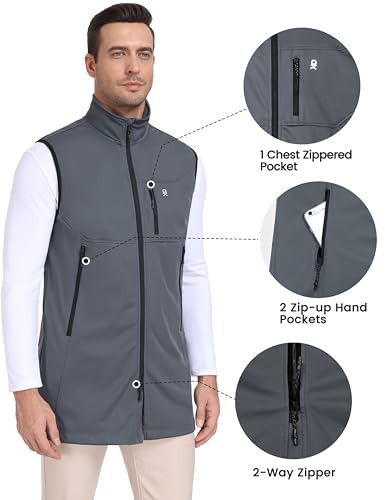 Little Donkey Andy Men's Lightweight Golf Vest Outerwear - color: Long Coat-dark Grey, size: Medium