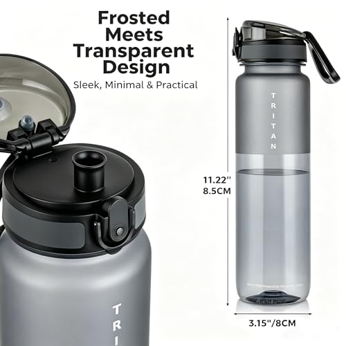 32oz Clear Tritan Water Bottle with Chug Lid - color: Grey