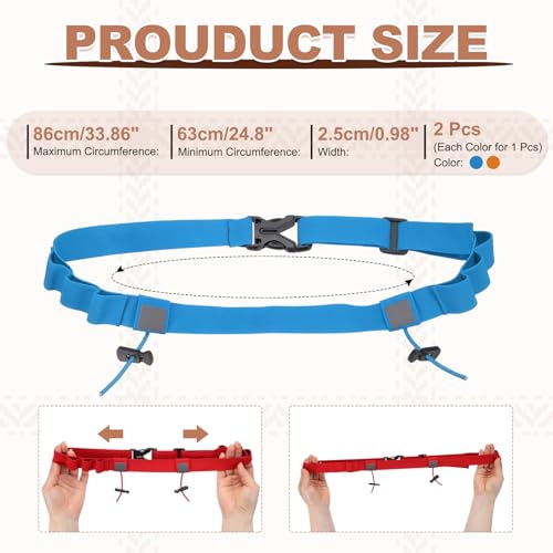 Bib Belt Race Belt Triathlon Number Holder 2Pcs Orange/Sky Blue - color: Orange/Sky Blue