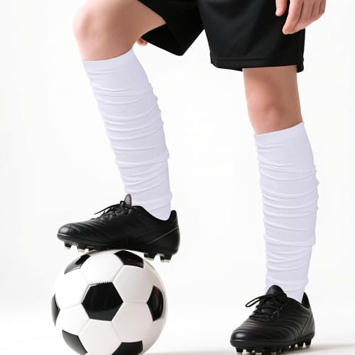 Dxhycc 2 Pairs Scrunch Football Socks Athletic Football Leg Sleeves - color: White