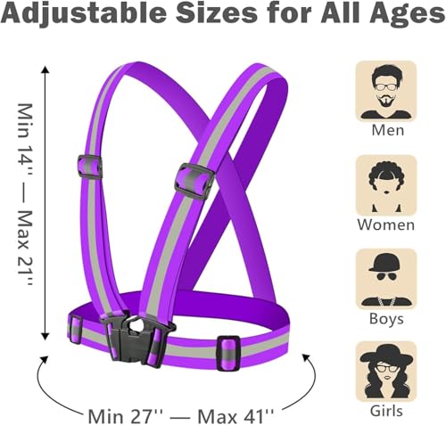 Reflective Strap Safety Vest Gear - 2-10 Pack Adjustable High Visible Reflective Running Gear for Women Men Night - color: Greenx5+orangex5