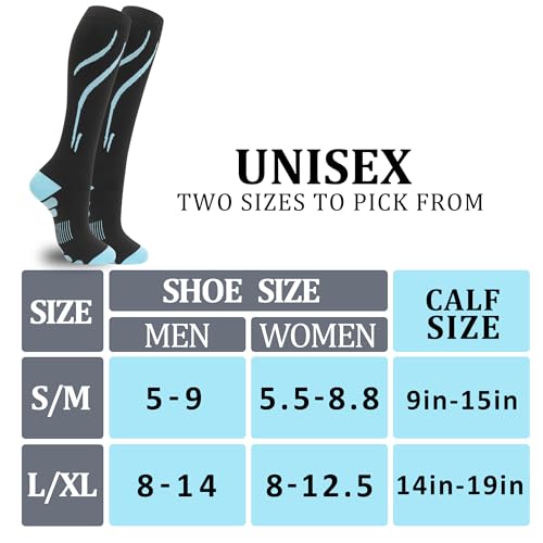 fenglaoda 3 Pairs Compression Socks for Women & Men Knee High Nurse Pregnant Cute Medical Running Travel Athletic - color: 00-3pairs-17, size: Large-X-Large