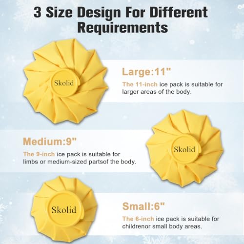 Ice Packs for Injuries Reusable, 3 Sizes, Yellow - color: Yellow