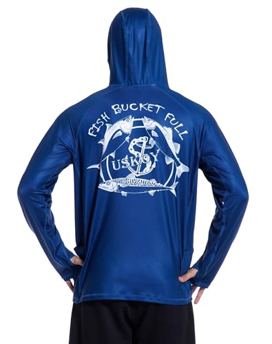 Men's UPF 50+ Fishing Hoodie Sun Shirt, Quick Dry Long Sleeve - color: Navy, size: Medium